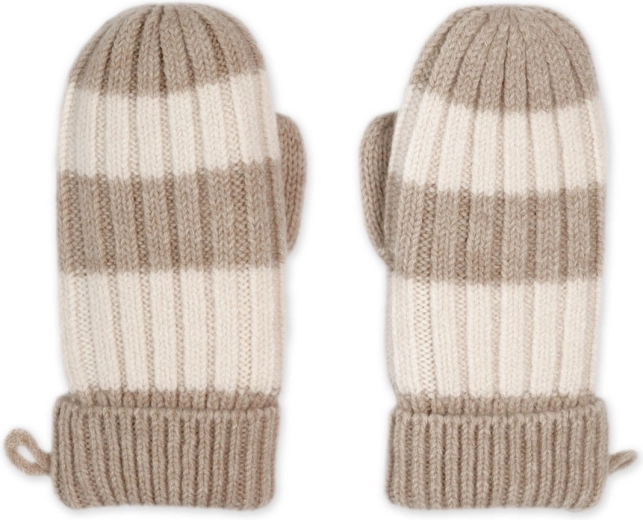 Gants Lodger Stripe Merino beiges, taille 1–2 ans - 1 pièce