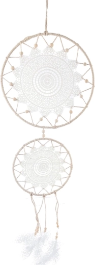 Attrape-rêves blanc en jute et plumes 100 cm
