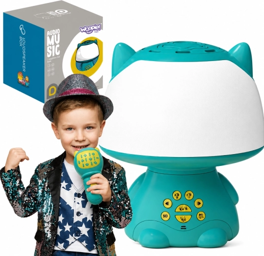 Lampe RGB multifonctionnelle Woopie avec haut-parleur Bluetooth et microphone karaoké turquoise