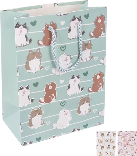 Sac cadeau en papier avec motif chat 26 × 10 × 32 cm