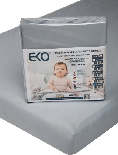 EKO drap-housse en jersey avec élastique gris 120 × 60 cm