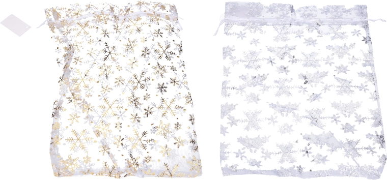 Pochette en organza à flocons 17 × 23 cm – emballage cadeau de Noël