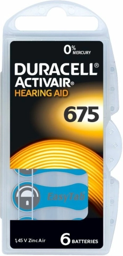 Piles pour appareils auditifs DURACELL Activair 675, 6 pcs