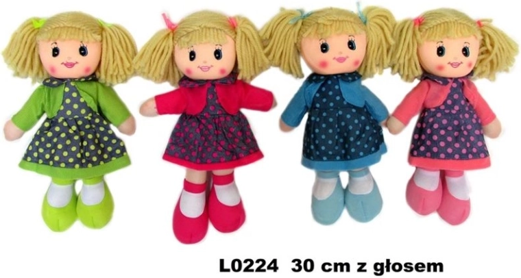 Poupée en peluche avec voix 30 cm (mix de 4 variantes)