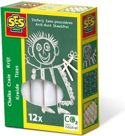 Craie blanche sans poussière SES – 12 pièces
