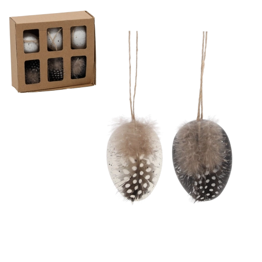 Set d’œufs de Pâques suspendus – élégance noir et blanc (6 pcs)