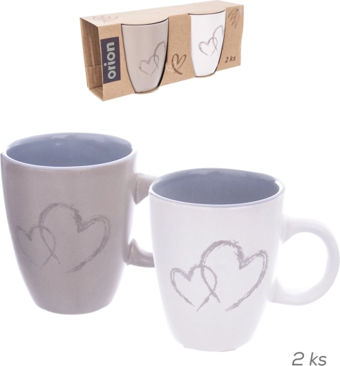 Set de 2 tasses en céramique Double Love cœur 140 ml