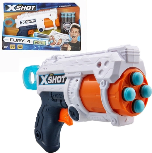 X-Shot Excel Fury 4 pistolet à barillet rotatif avec 16 fléchettes en mousse