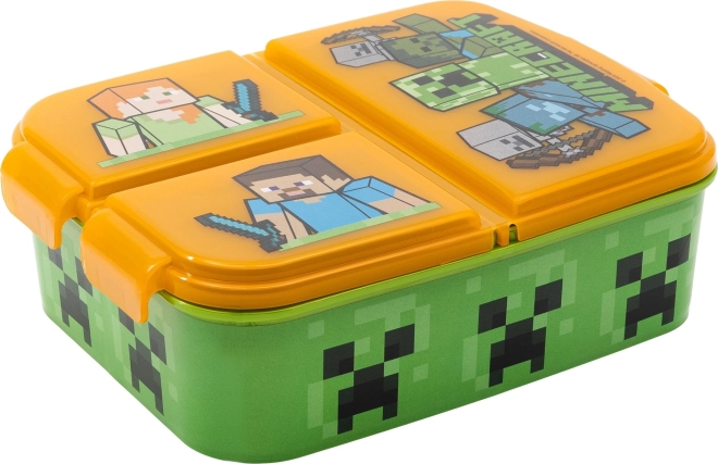 Boîte à goûter pour enfants MINECRAFT avec 3 compartiments, orange‑vert