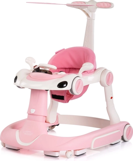 Trotteur 5-en-1 avec panneau de jeu et auvent – Chipolino Happy Walker, rose