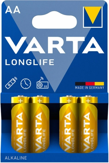 Varta Longlife piles alcalines AA LR6, 4 pcs