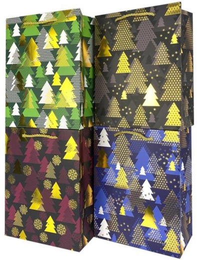 Sac cadeau en papier de Noël 23 × 18 × 10 cm (motifs assortis)