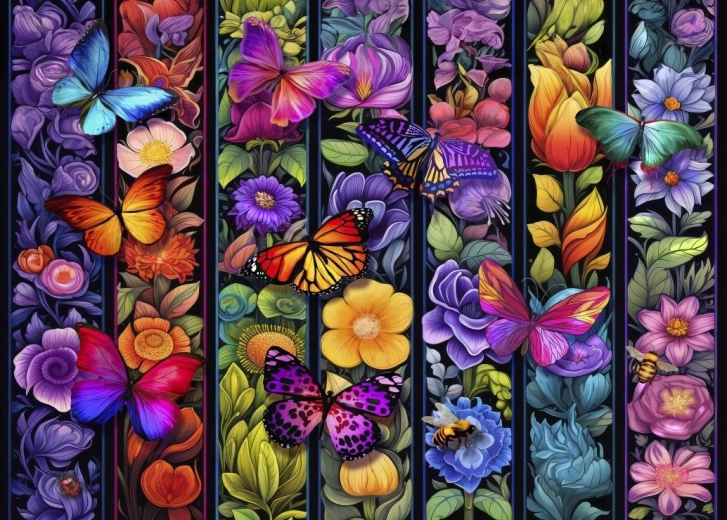 Puzzle Bluebird Fleurs et papillons 500 pièces