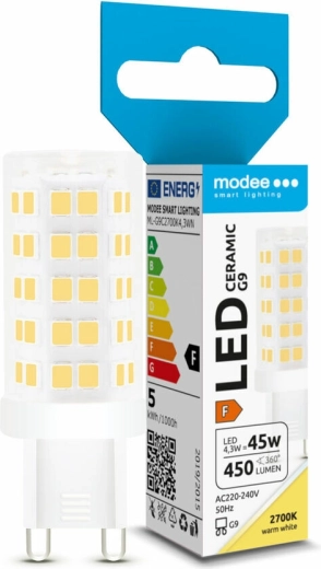 Ampoule LED G9 céramique 4,3 W blanc chaud