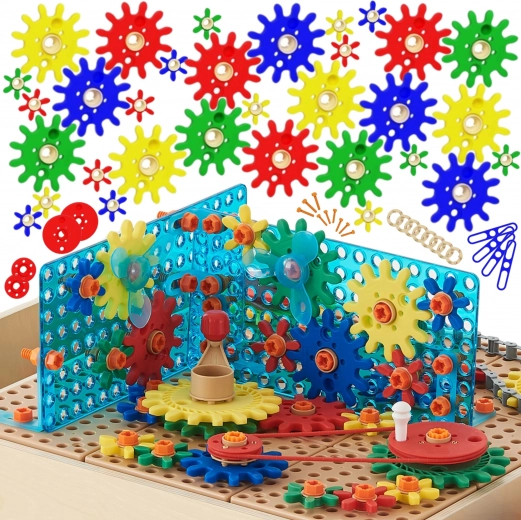 Set d’engrenages et de poulies MASTERKIDZ STEM, 198 pièces