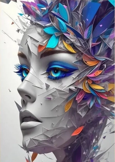 Peinture diamant – portrait abstrait de femme 30 × 40 cm