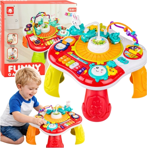 Table d’apprentissage interactive 2-en-1 avec panneau musical et piano – turquoise
