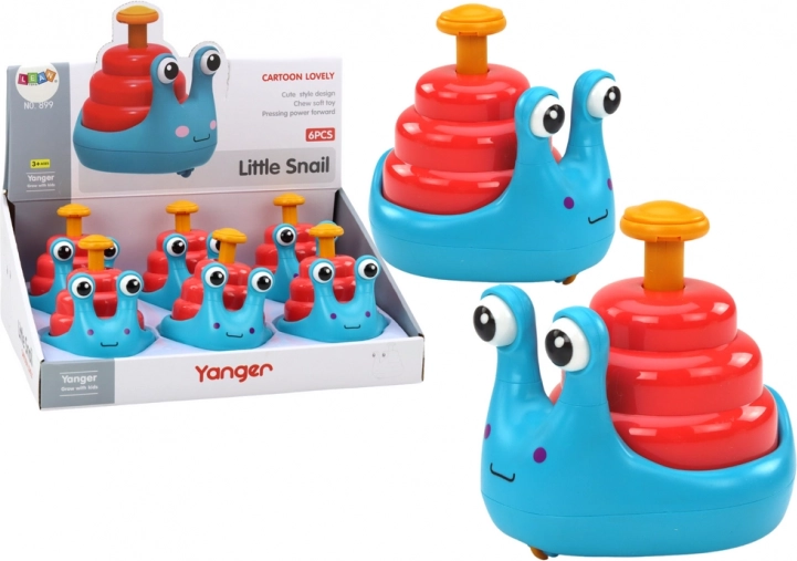 Escargot à roues heureux à cheval bleu et rouge