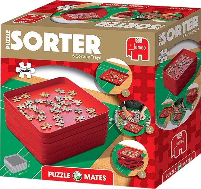 Set de trieurs pour puzzles – 6 bols, rouges, 20 × 20 cm JUMBO PUZZLE MATES