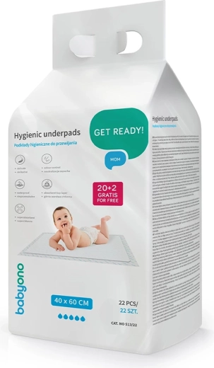 Alèses hygiéniques BABYONO 40 × 60 cm, 22 pcs