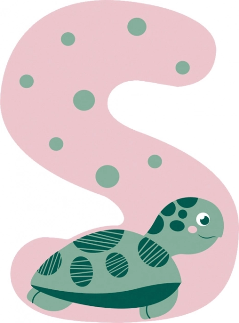 petite lettre en bois S avec tortue