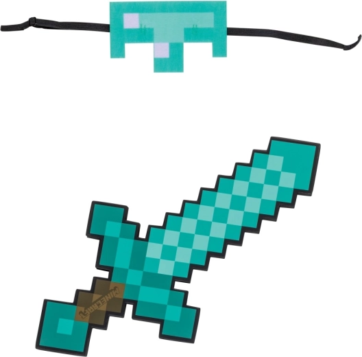 Set de costume Minecraft : masque et épée diamant en mousse Steve