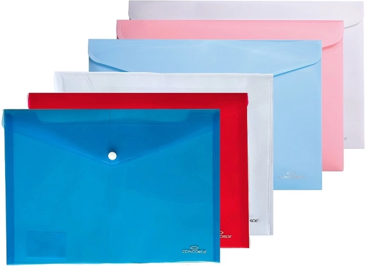 Chemises à bouton-pression A4 – assortiment de couleurs CONCORDE