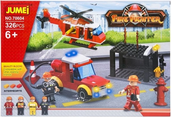 Jeu de construction Jumei Pompiers 326 pièces (camion de pompiers et hélicoptère) - 1 pièce