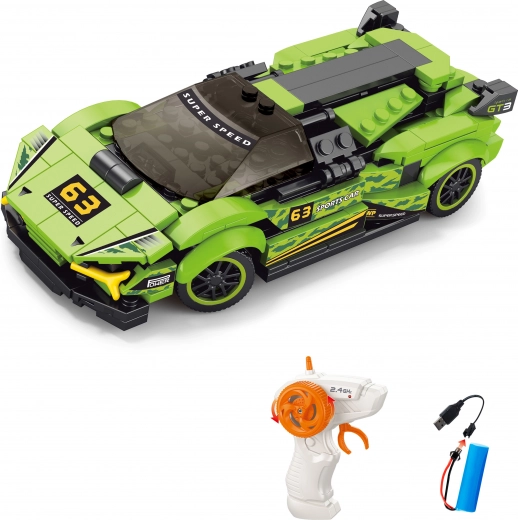 Kit de construction d’une voiture RC verte télécommandée 17 cm, 275 pièces