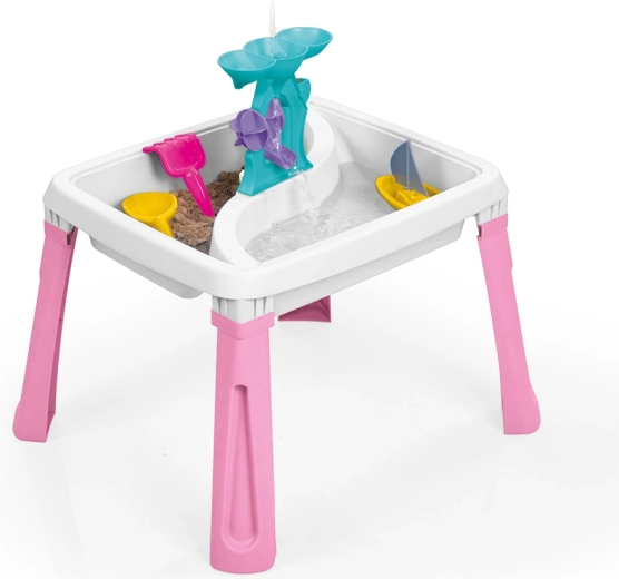 Table de jeu 3-en-1 pour l’eau, le sable et le dessin blanc-rose