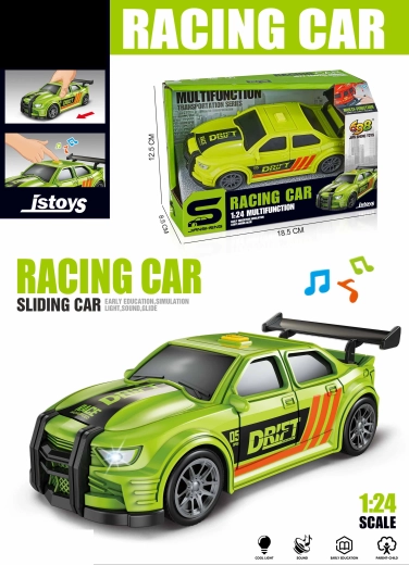 Voiture de course verte avec effets lumineux et sonores 16 cm