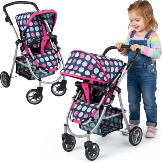 Poussette pour poupée WOOPIE Royal avec siège et poignée réglables et 4 roues