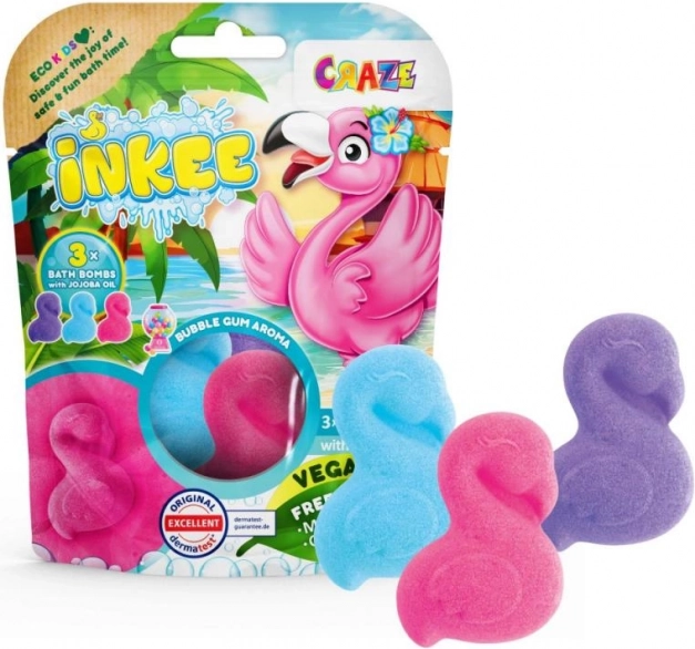 Inkee bombes de bain effervescentes Flamant rose 3×55 g