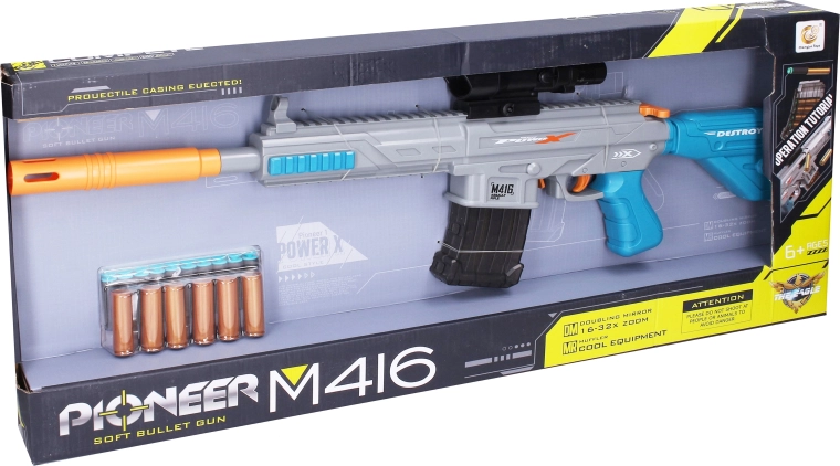 Fusil Pioneer M416 avec projectiles en mousse et cartouches