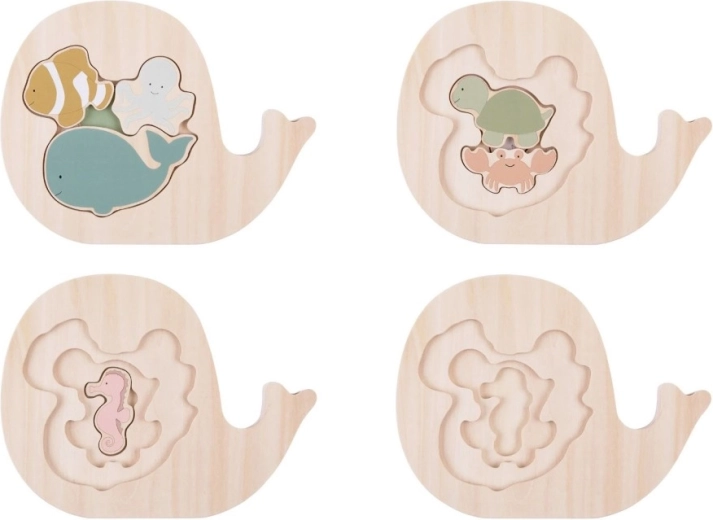 Puzzle en bois à couches Jabadabado – animaux marins