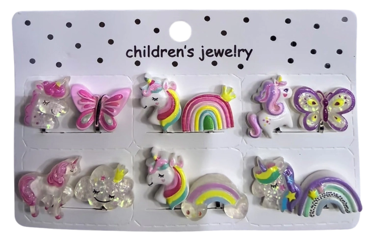 Pink ensemble de boucles d’oreilles pour enfants licorne - 6 paires