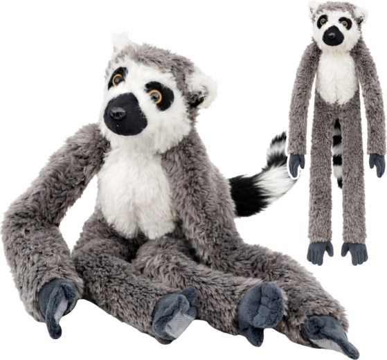 Lémur en peluche avec longues pattes et scratchs, gris 35 cm