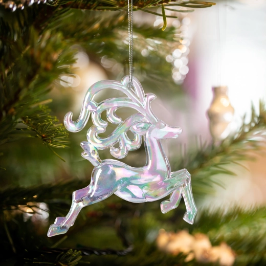 Décoration de Noël en acrylique, renne irisé