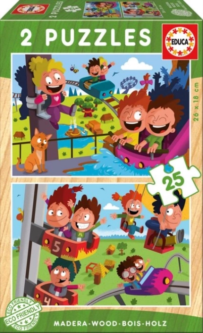 Puzzles en bois Parc d’attractions 2x25 pièces par Educa