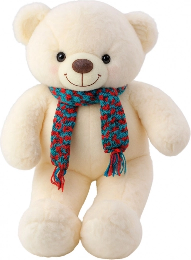 Ourson en peluche avec écharpe colorée blanc 55 cm