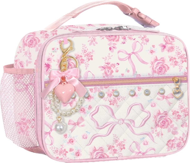 Sac isotherme pour enfants pour le déjeuner rose bleue avec porte-clés - 1 pièce