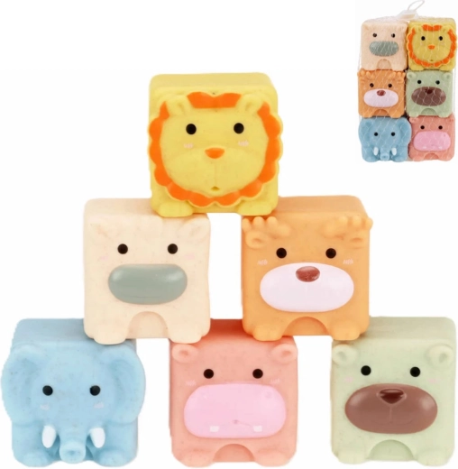Cubes sensoriels souples à couiner pour l’eau – animaux – lot de 6 pcs