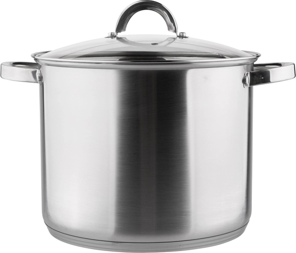 Faitout haut en acier inoxydable Fabio avec couvercle en verre 26 cm, 10,5 l