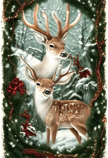 Peinture diamant – renne de Noël 30 × 40 cm