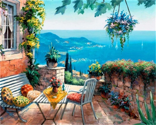 Norimpex peinture au diamant Nature morte au bord de la mer 30 × 40 cm