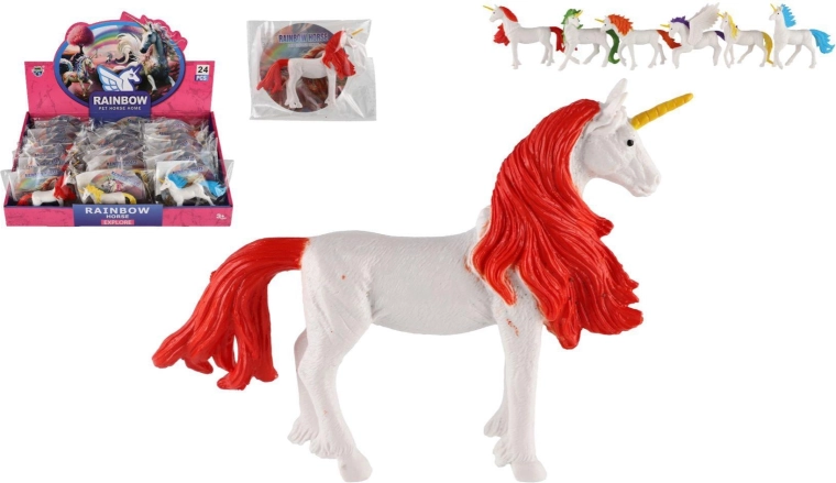 Figurine de licorne 13 cm – assortiment de 6 couleurs (en sachet, 24 pcs par boîte)