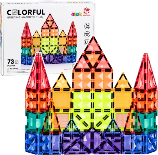 Jeu de construction magnétique – panneaux 3D colorés STEM (73 pièces)