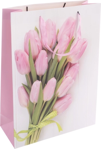 Sac cadeau en papier à motif de tulipes 44 × 12 × 32 cm
