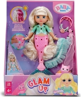 BABY born Glam Up sirène Sparkle avec cheveux changeant de couleur