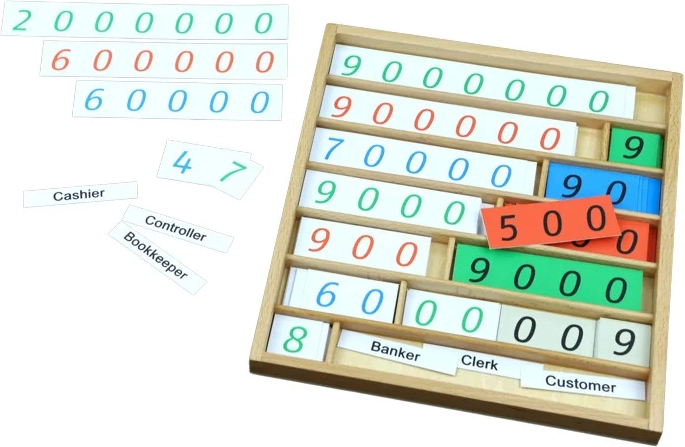 Jeu bancaire Montessori Moyo avec des nombres